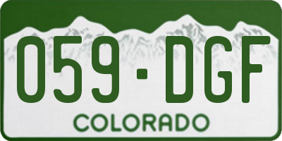 CO license plate 059DGF