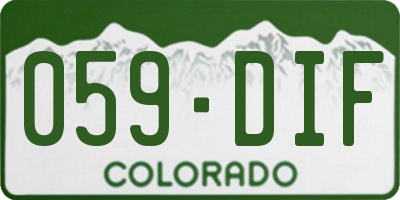 CO license plate 059DIF