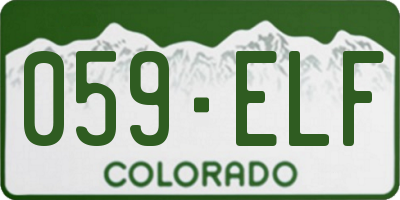 CO license plate 059ELF