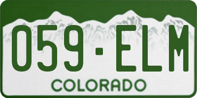 CO license plate 059ELM