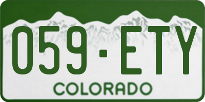 CO license plate 059ETY