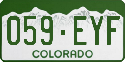 CO license plate 059EYF