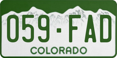 CO license plate 059FAD