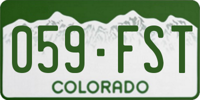 CO license plate 059FST