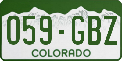 CO license plate 059GBZ