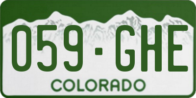 CO license plate 059GHE