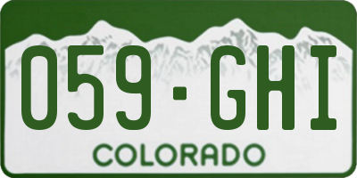 CO license plate 059GHI