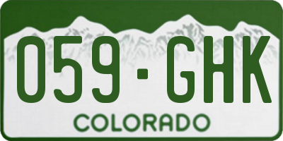 CO license plate 059GHK