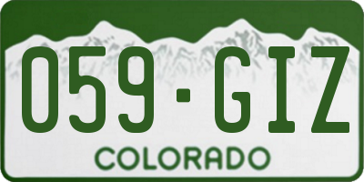 CO license plate 059GIZ