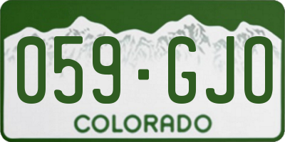 CO license plate 059GJO