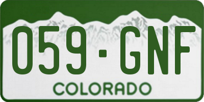 CO license plate 059GNF