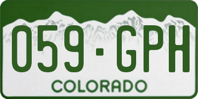 CO license plate 059GPH