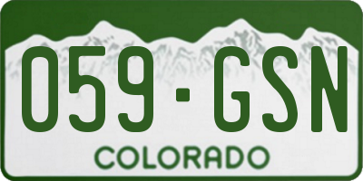 CO license plate 059GSN