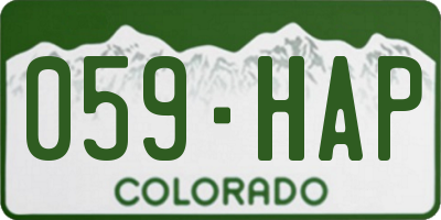 CO license plate 059HAP