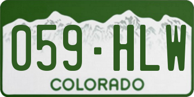 CO license plate 059HLW