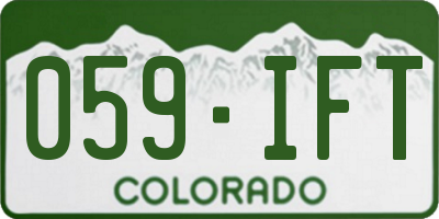 CO license plate 059IFT
