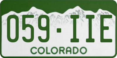 CO license plate 059IIE