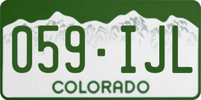 CO license plate 059IJL