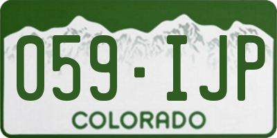 CO license plate 059IJP