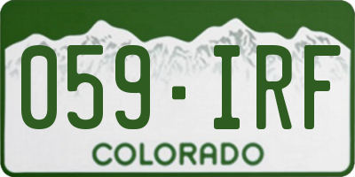 CO license plate 059IRF