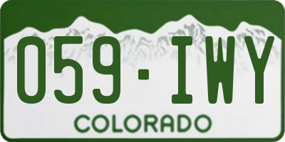 CO license plate 059IWY