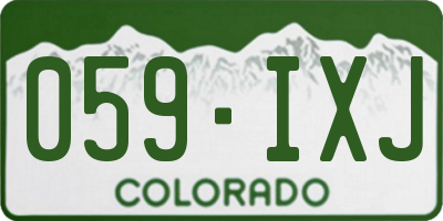 CO license plate 059IXJ