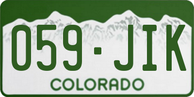 CO license plate 059JIK