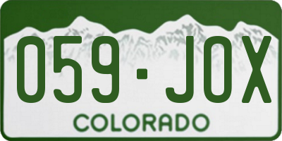 CO license plate 059JOX