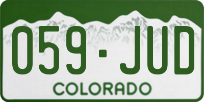 CO license plate 059JUD
