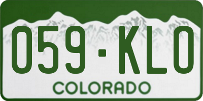 CO license plate 059KLO