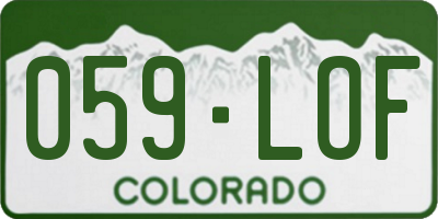 CO license plate 059LOF