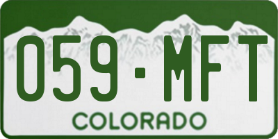 CO license plate 059MFT