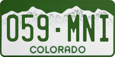 CO license plate 059MNI