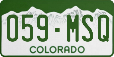 CO license plate 059MSQ