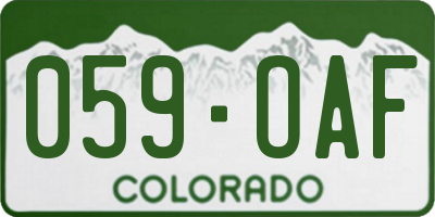 CO license plate 059OAF