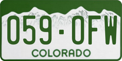 CO license plate 059OFW