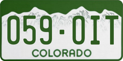 CO license plate 059OIT