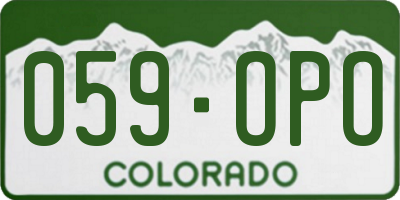 CO license plate 059OPO
