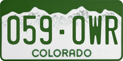 CO license plate 059OWR