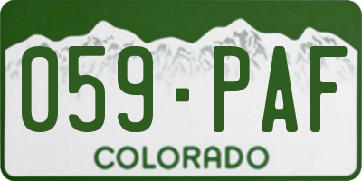 CO license plate 059PAF