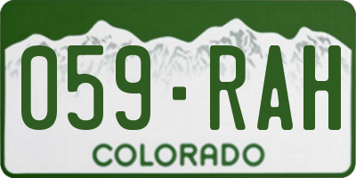 CO license plate 059RAH