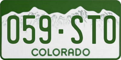CO license plate 059STO