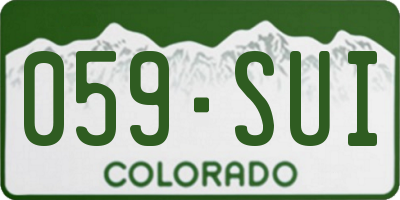 CO license plate 059SUI