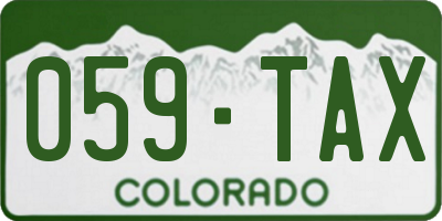 CO license plate 059TAX