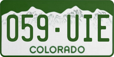 CO license plate 059UIE