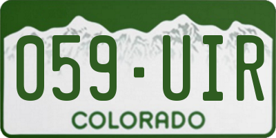 CO license plate 059UIR