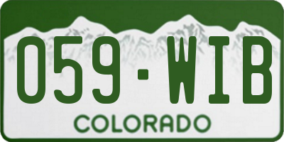 CO license plate 059WIB