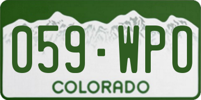 CO license plate 059WPO