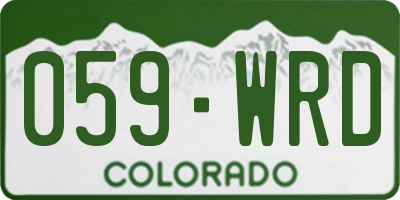 CO license plate 059WRD