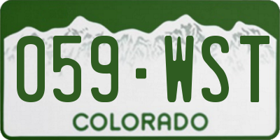 CO license plate 059WST